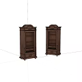 Traditional Wooden Display Cabinets With Carved Details And Multiple Shelves