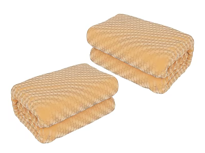 Soft Yellow Knitted Blankets Folded with Textured Design for Cozy Household Comfort and Warmth 3d model