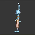 Blue Rabbit Character With Big Ears Purple Eyes Yellow Shirt And Orange Pants