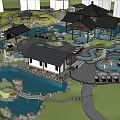 Traditional Chinese Garden Landscape With Ponds Pavilions Bridges And Classic Architecture