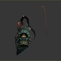 Game Movie Character With Green Ornate Armor Wing Like Structures Skeleton Decorations And Muscular Torso