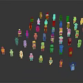 Multiple Colorful Pixel Style Game and Movie Characters with Various Designs