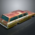 Rusty Vintage Station Wagon With Weathered Exterior And Classic Old Design