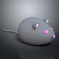 Cute Gray Round Game Movie Character Mouse With Pink Glowing Ears And Eyes