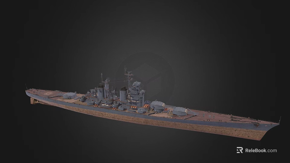 Detailed Military Battleship Weapon Model With Naval Warship Armament Design 3d model 