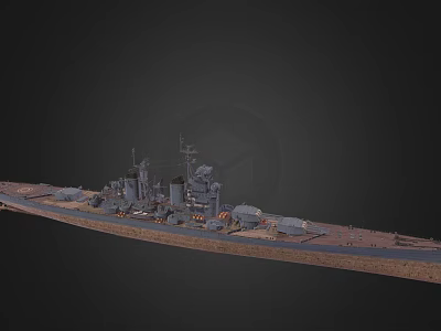 Detailed Military Battleship Weapon Model With Naval Warship Armament Design 3d model