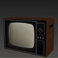 Vintage Television With Wooden Case Classic Design Control Panel And White Screen