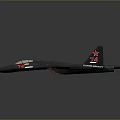 Black Fighter Jet Model With Red Star Symbols Sleek Design And Red Wing Tail Details