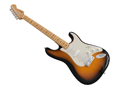 Vintage Sunburst Electric Guitar with Maple Neck and Single Coil Pickups 3d model