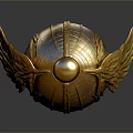 Intricate Golden Ornament With Shiny Wings And Central Pearl Design