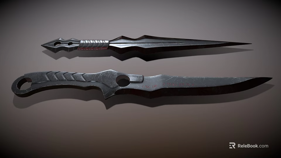 Fantasy Daggers With Sharp Blades Unique Handles And Metal Reflective Surface 3d model 