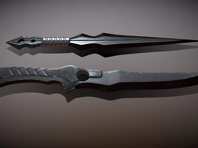Fantasy Daggers With Sharp Blades Unique Handles And Metal Reflective Surface 3d model