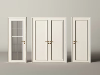 White Double Doors With Gold Handles Modern Interior Home Design Ideas 3d model
