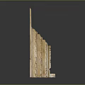 Decorative Wooden Carving Piece With Triangular Gothic Style Floral Patterns And Figural Reliefs