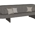 Modern Gray Ribbed Sectional Sofa With Light Cushions And Black Legs 3d model