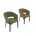 Modern Green Armrest Dining Chair with Velvet Upholstery and Black Metal Legs