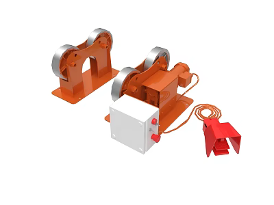 Orange Mechanical Roller Equipment With White Control Box And Red Clamp 3d model