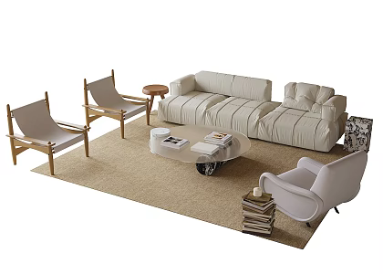 Modern sofa coffee table combination 3d model