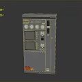 Grey Industrial Control Panel Featuring Gauges Display Screens Control Buttons Connection Ports And Warning Labels