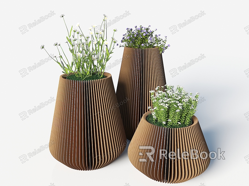 Grille Flower Box Outdoor Landscape Flower Box Bonsai Ornaments Plant Flower Pot Grass Flower model