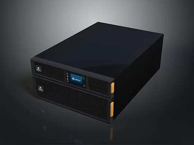 Professional Black Modern Electronic Server Device With Digital Display And Ventilation Grilles 3d model