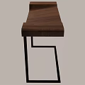 Modern Walnut Wooden Desk With Black Metal Frame And Simple Structure