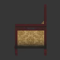 Traditional Wooden Sofa With Red Carved Frame And Yellow Floral Pattern Cushions