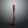 Red Decorative Household Broom With Ergonomic Handle And Durable Bristles For Daily Cleaning