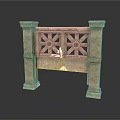 Classical Carved Stone Sculpture Featuring Symmetrical Floral Patterns And Decorative Columns