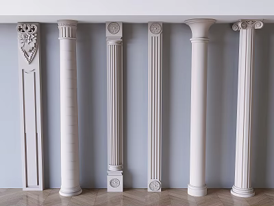 Various Decorative Columns With Intricate Designs And Classic Patterns For Interior 3d model