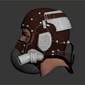 Futuristic Brown Leather Helmet with Goggles Metal Tubes and Rivets Design