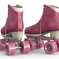Classic Pink Roller Skates With High Top Design And Shiny Pink Wheels
