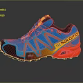 Salomon Stylish Outdoor Sports Shoes With Blue Red Yellow Striped Design