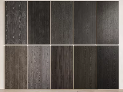 Wall Panels With Different Dark Tones And Wood Grains 3d model