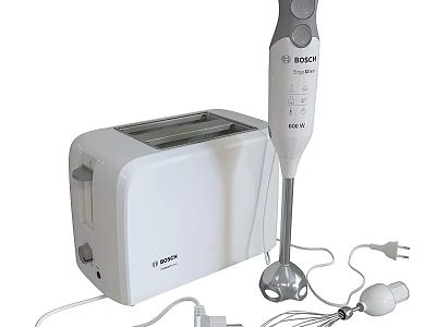Bosch White Kitchen Appliances Toaster And Hand Blender With Attachments 3d model