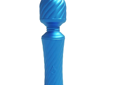 Blue Cylindrical Object With Spiral Texture And Water Drop Logo Design 3d model