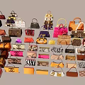 Colorful Various Style Handbags With Leather Material Patterned Designs And Brand Logos