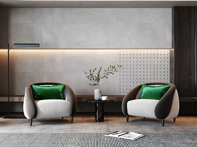 Modern leisure sofa combination flannel leisure chair 3d model