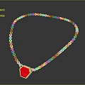 Gold Chain Necklace with Red Hexagonal Pendant for Fashion Accessory