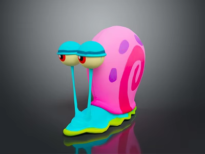 Cute Colorful Toy Snail With Pink Shell Purple Spots Blue Body And Green Base 3d model
