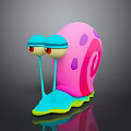 Cute Colorful Toy Snail With Pink Shell Purple Spots Blue Body And Green Base