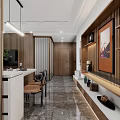 Modern Living Dining Room Interior With Sofa Coffee Table TV Wall Pendant Lights And Decorative Rug