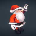 Santa Claus In Red Costume With Sunglasses Making Peace Sign Gesture