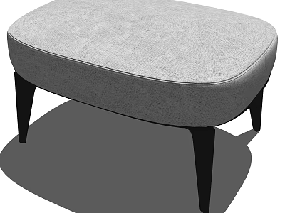 Modern Gray Fabric Ottoman With Sleek Black Wooden Legs And Contemporary Design 3d model