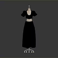 Mannequin Displaying Men's Black Top And Long Skirt On Gray Background 3d model