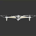 Sleek White Drone With Four Propellers Yellow Stripes And Support Brackets Design 3d model