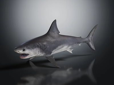 Realistic Shark With Open Mouth Sharp Teeth Dorsal Fin And Streamlined Body Structure 3d model