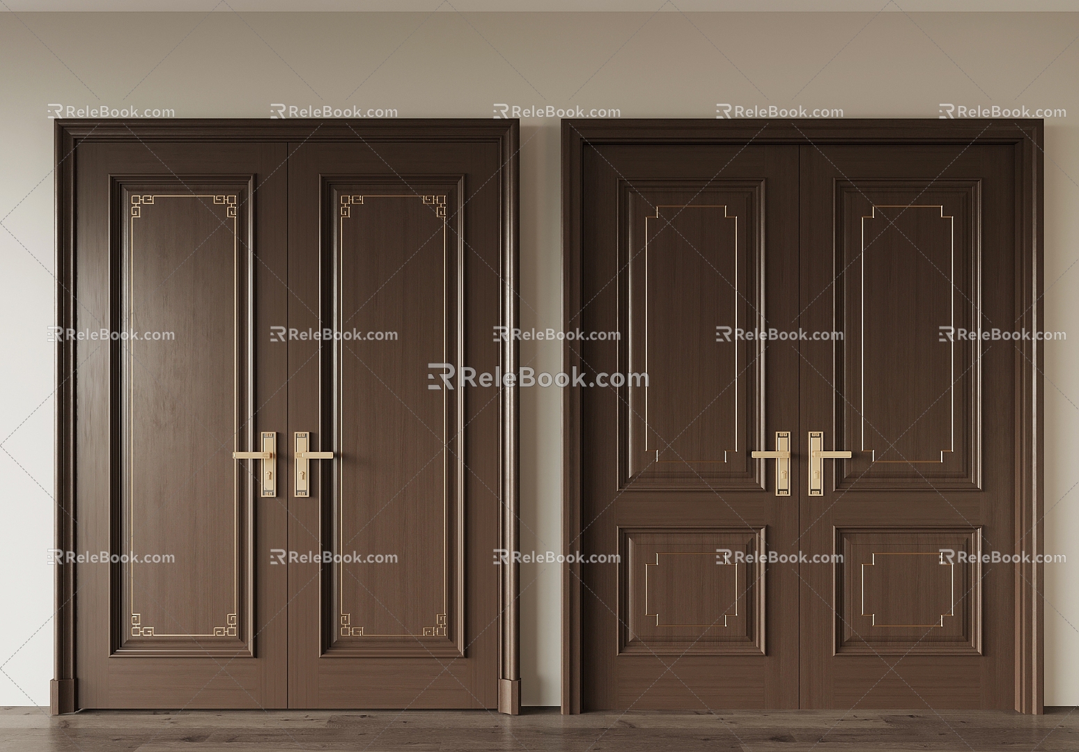 New Chinese Double Door 3d model