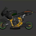 Black And Orange Sport Motorcycle With Green Rim Accents Streamlined Body And Aerodynamic Design
