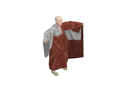 Bald Man Wearing Red And Gray Robe With Outstretched Arm 3d model Bald Man Wearing Red And Gray Robe With Outstretched Arm 3d model